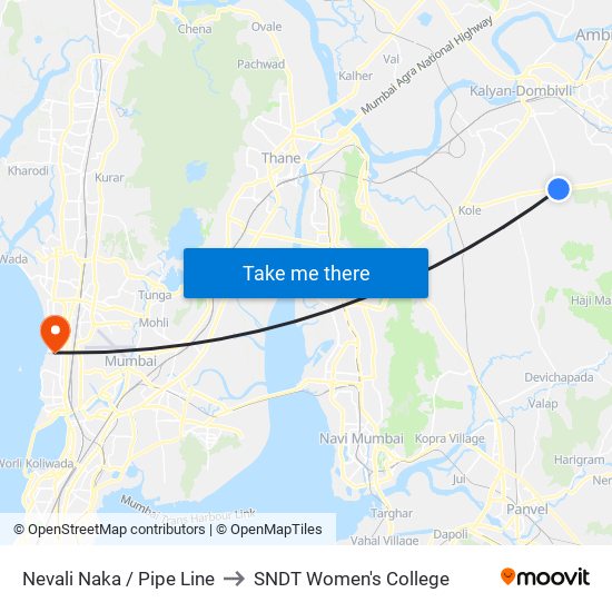 Nevali Naka / Pipe Line to SNDT Women's College map