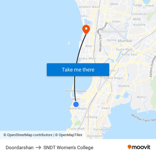 Doordarshan to SNDT Women's College map