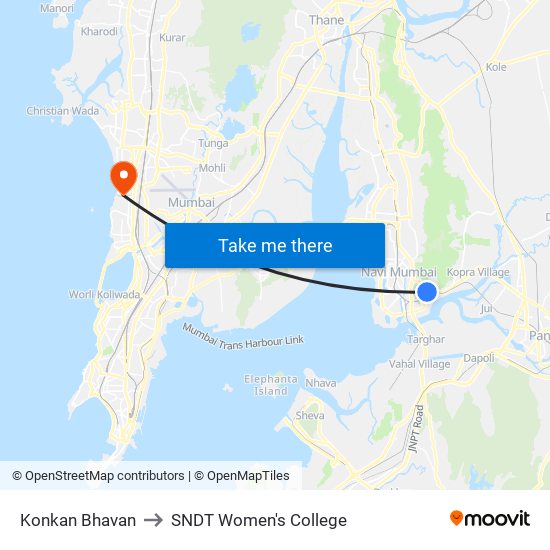 Konkan Bhavan to SNDT Women's College map