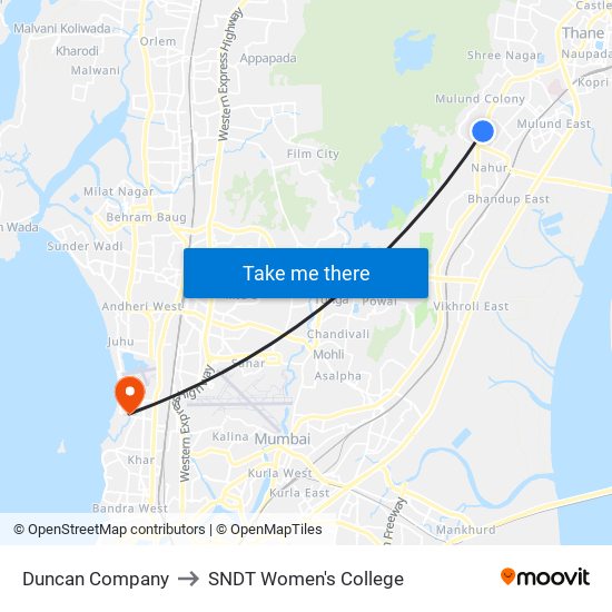 Duncan Company to SNDT Women's College map