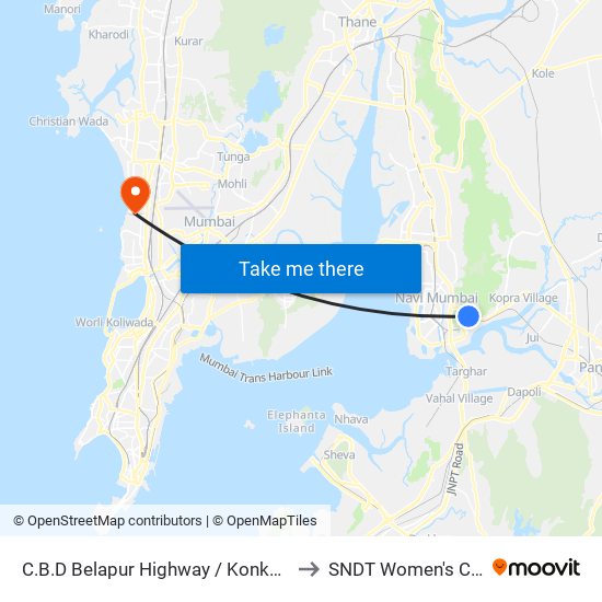 C.B.D.Belapur Highway / Konkan Bhavan to SNDT Women's College map