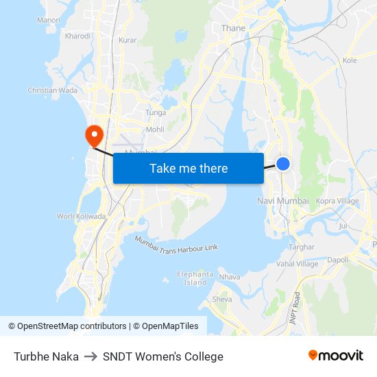 Turbhe Naka to SNDT Women's College map