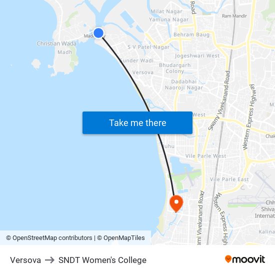 Versova to SNDT Women's College map