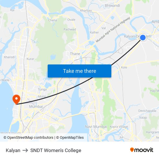 Kalyan to SNDT Women's College map