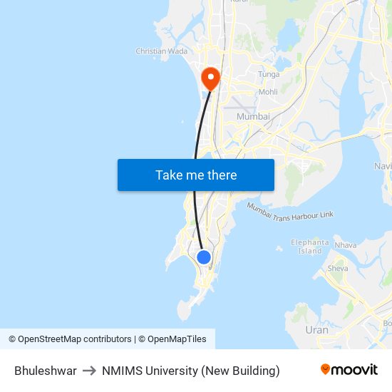 Bhuleshwar to NMIMS University (New Building) map