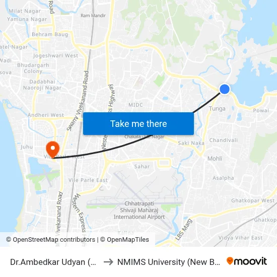 Dr.Ambedkar Udyan (Powai) to NMIMS University (New Building) map