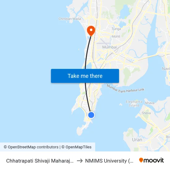Chhatrapati Shivaji Maharaj Terminus / GPO to NMIMS University (New Building) map