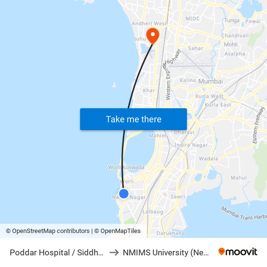 Poddar Hospital / Siddharth Nagar to NMIMS University (New Building) map