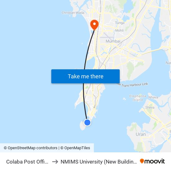 Colaba Post Office to NMIMS University (New Building) map