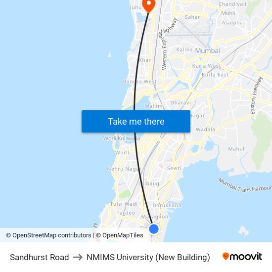 Sandhurst Road to NMIMS University (New Building) map