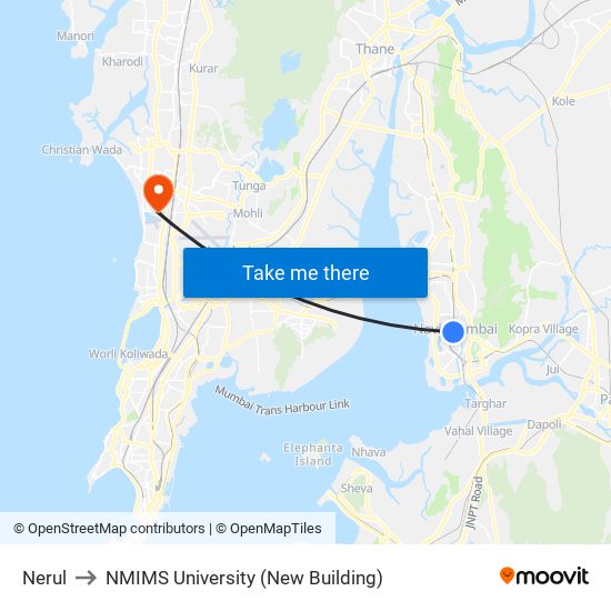 Nerul to NMIMS University (New Building) map