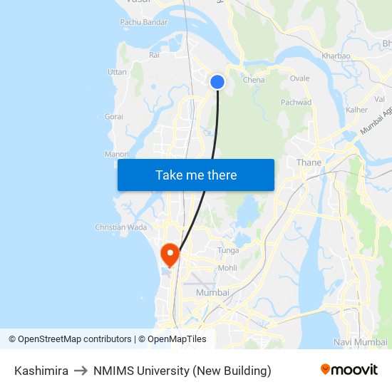 Kashimira to NMIMS University (New Building) map