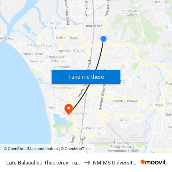 Late Balasaheb Thackeray Trauma Center / S.R.P. Camp to NMIMS University (New Building) map