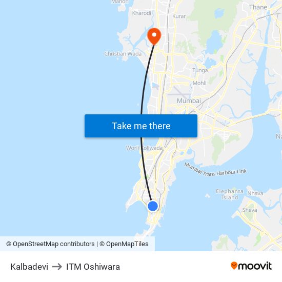 Kalbadevi to ITM Oshiwara map
