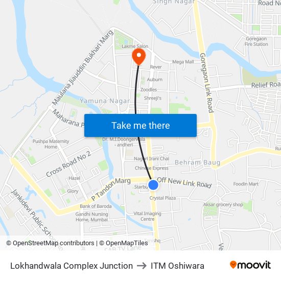 Lokhandwala Complex Junction to ITM Oshiwara map