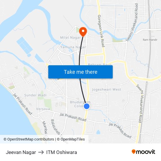 Jeevan Nagar to ITM Oshiwara map