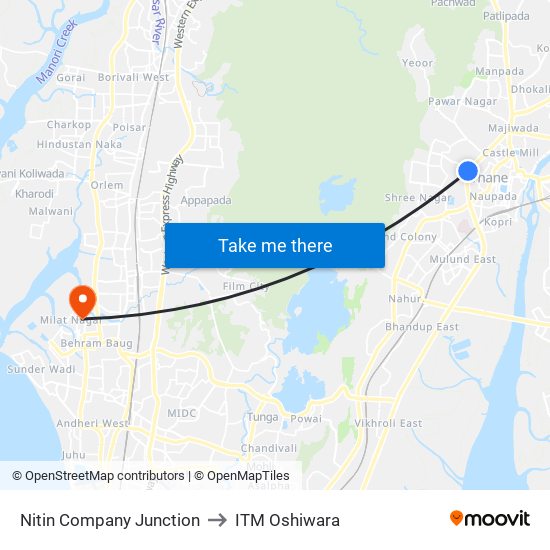 Nitin Company Junction to ITM Oshiwara map