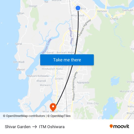 Shivar Garden to ITM Oshiwara map