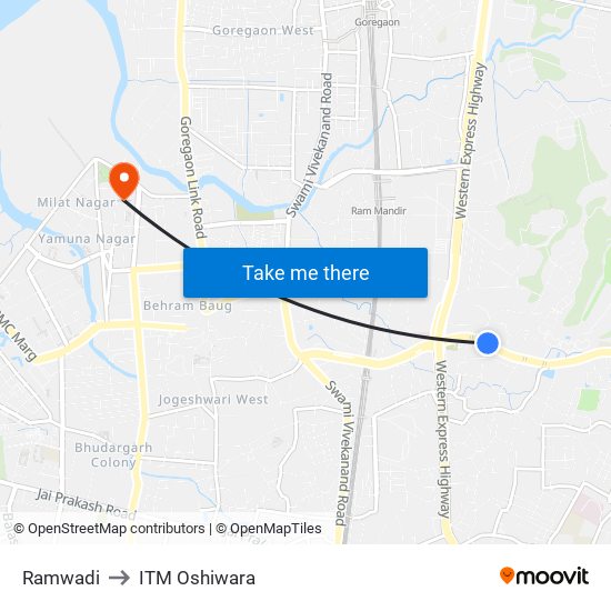 Ramwadi to ITM Oshiwara map