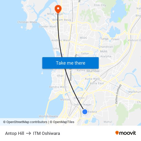 Antop Hill to ITM Oshiwara map