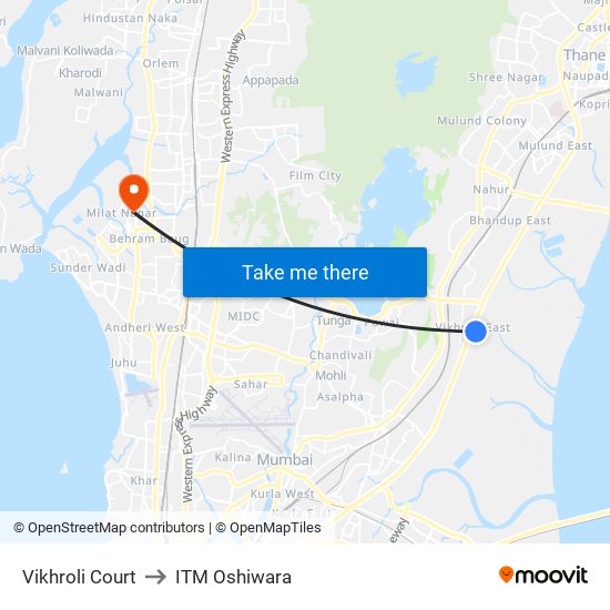 Vikhroli Court to ITM Oshiwara map