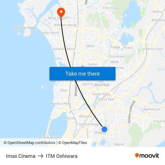 Imax Cinema to ITM Oshiwara map