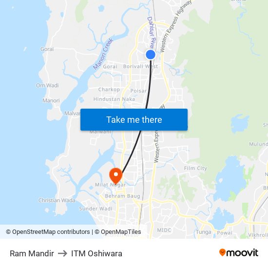 Ram Mandir to ITM Oshiwara map