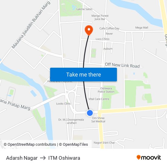 Adarsh Nagar to ITM Oshiwara map