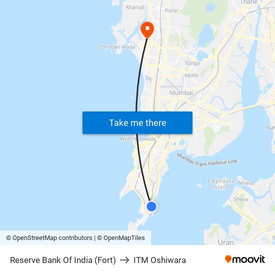 Reserve Bank Of India (Fort) to ITM Oshiwara map