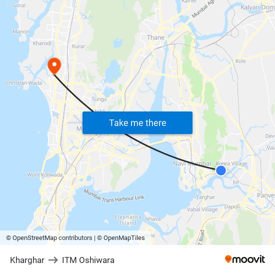 Kharghar to ITM Oshiwara map