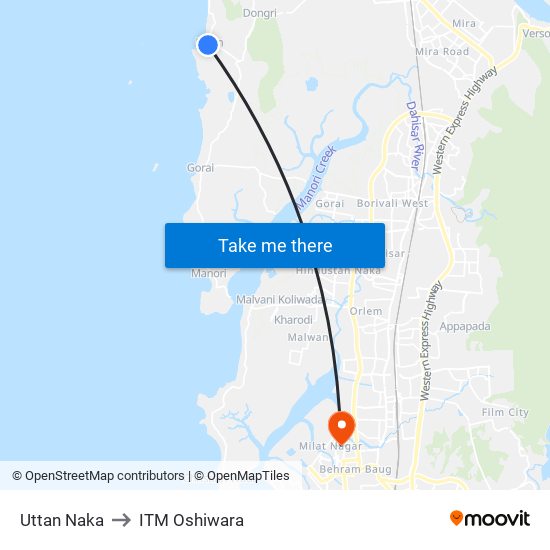 Uttan Naka to ITM Oshiwara map