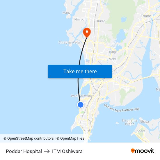 Poddar Hospital to ITM Oshiwara map