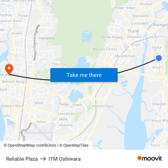 Reliable Plaza to ITM Oshiwara map