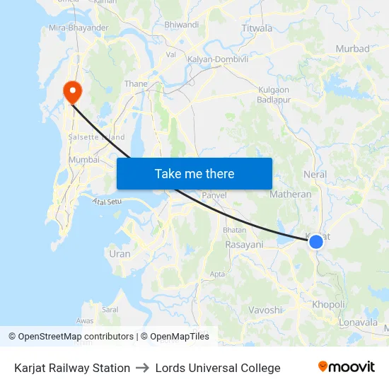Karjat Railway Station to Lords Universal College map