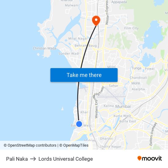 Pali Naka to Lords Universal College map