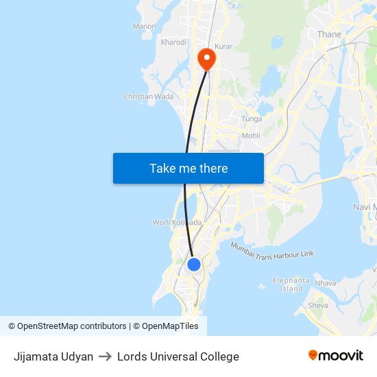 Jijamata Udyan to Lords Universal College map