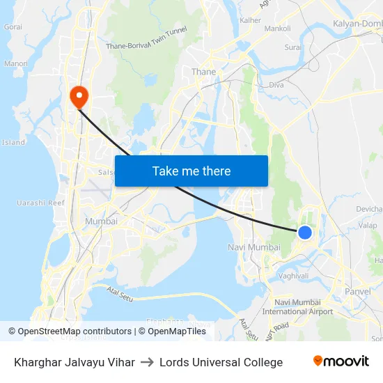 Kharghar Jalvayu Vihar to Lords Universal College map