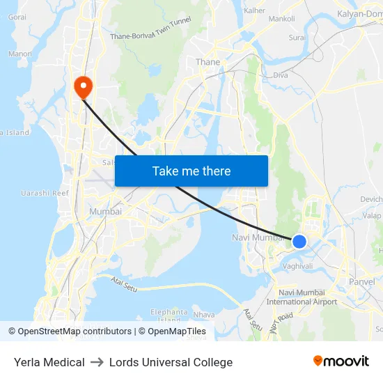 Yerla Medical to Lords Universal College map