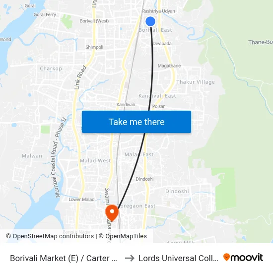 Borivali Market (E) / Carter Road to Lords Universal College map