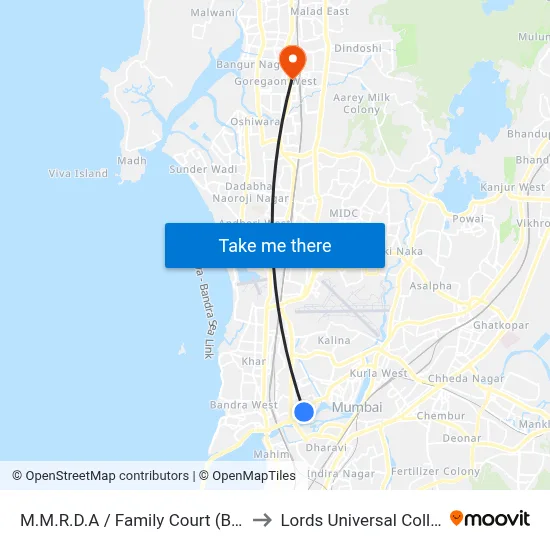 M.M.R.D.A / Family Court (B.K.C) to Lords Universal College map