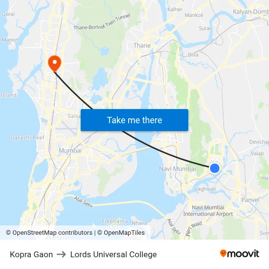 Kopra Gaon to Lords Universal College map