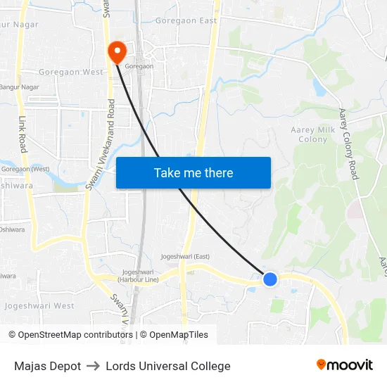 Majas Depot to Lords Universal College map