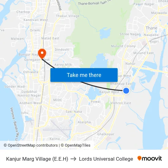 Kanjur Marg Village (E.E.H) to Lords Universal College map