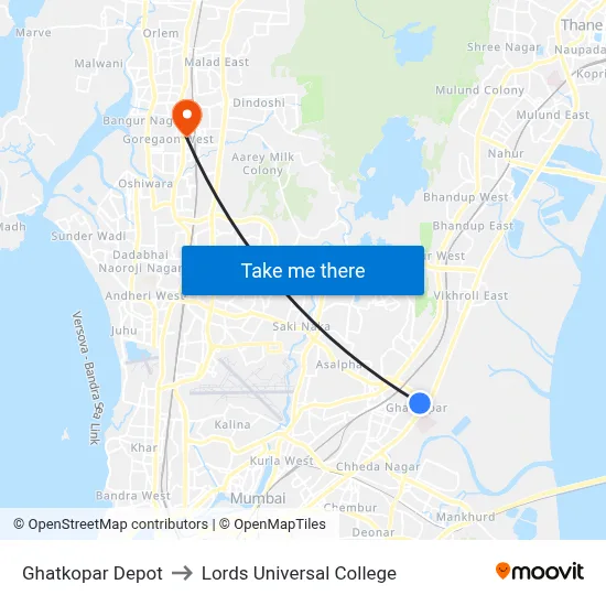 Ghatkopar Depot to Lords Universal College map