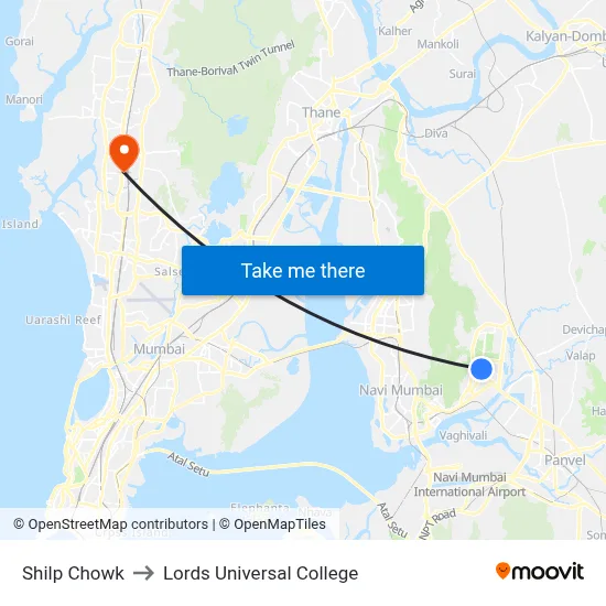 Shilp Chowk to Lords Universal College map