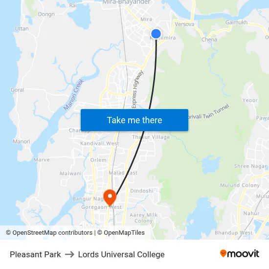 Pleasant Park to Lords Universal College map