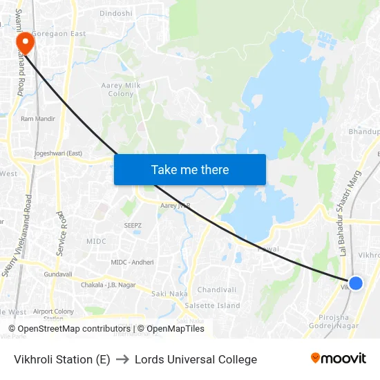 Vikhroli Station (E) to Lords Universal College map