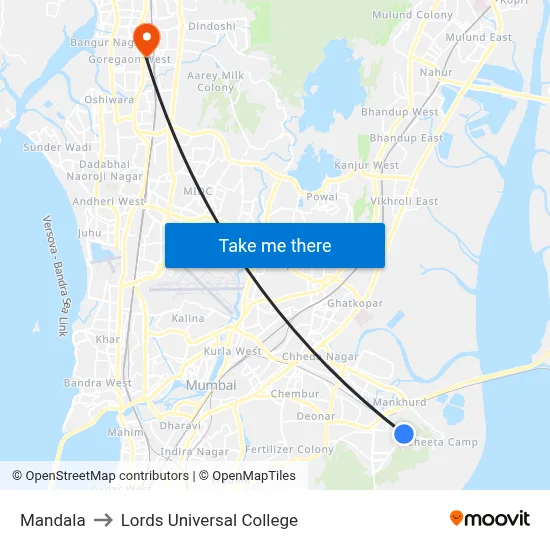 Mandala to Lords Universal College map