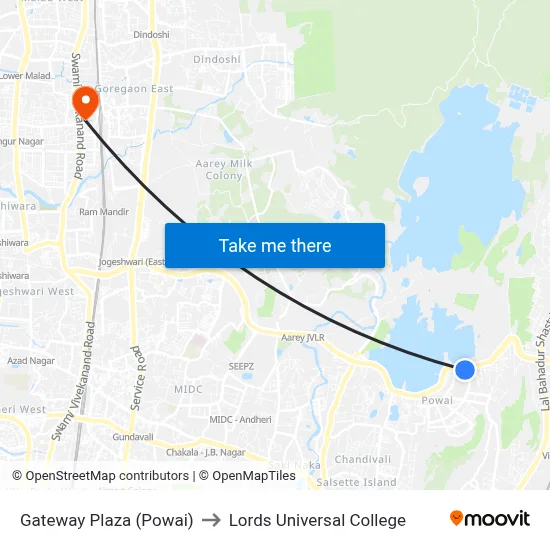 Gateway Plaza (Powai) to Lords Universal College map