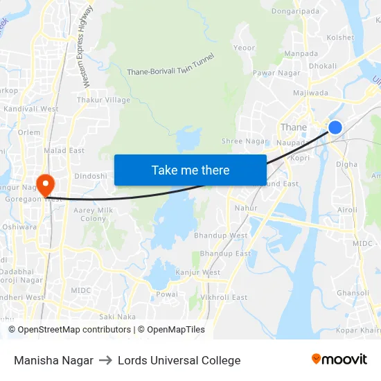 Manisha Nagar to Lords Universal College map